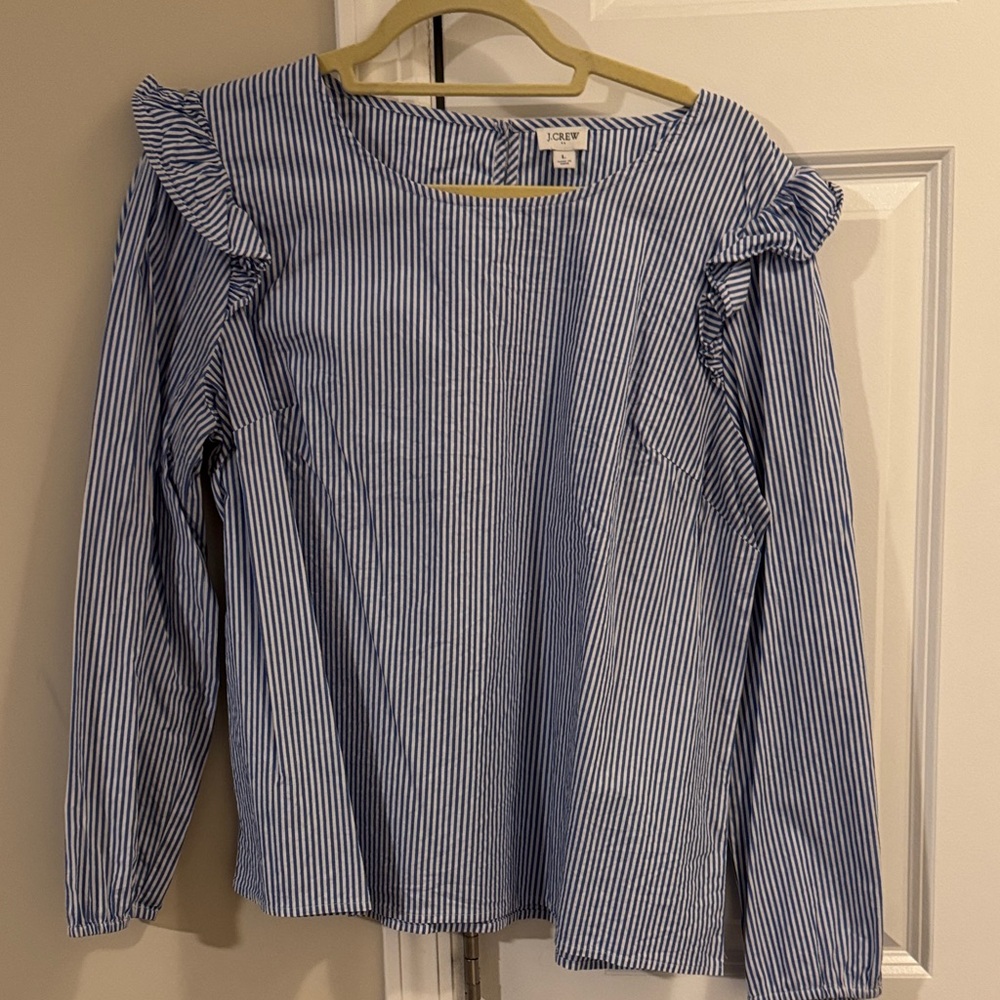 J. Crew Factory Blue Striped Blouse